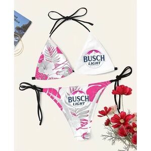 Busch Light Pink & White Logo Triangle Bikini